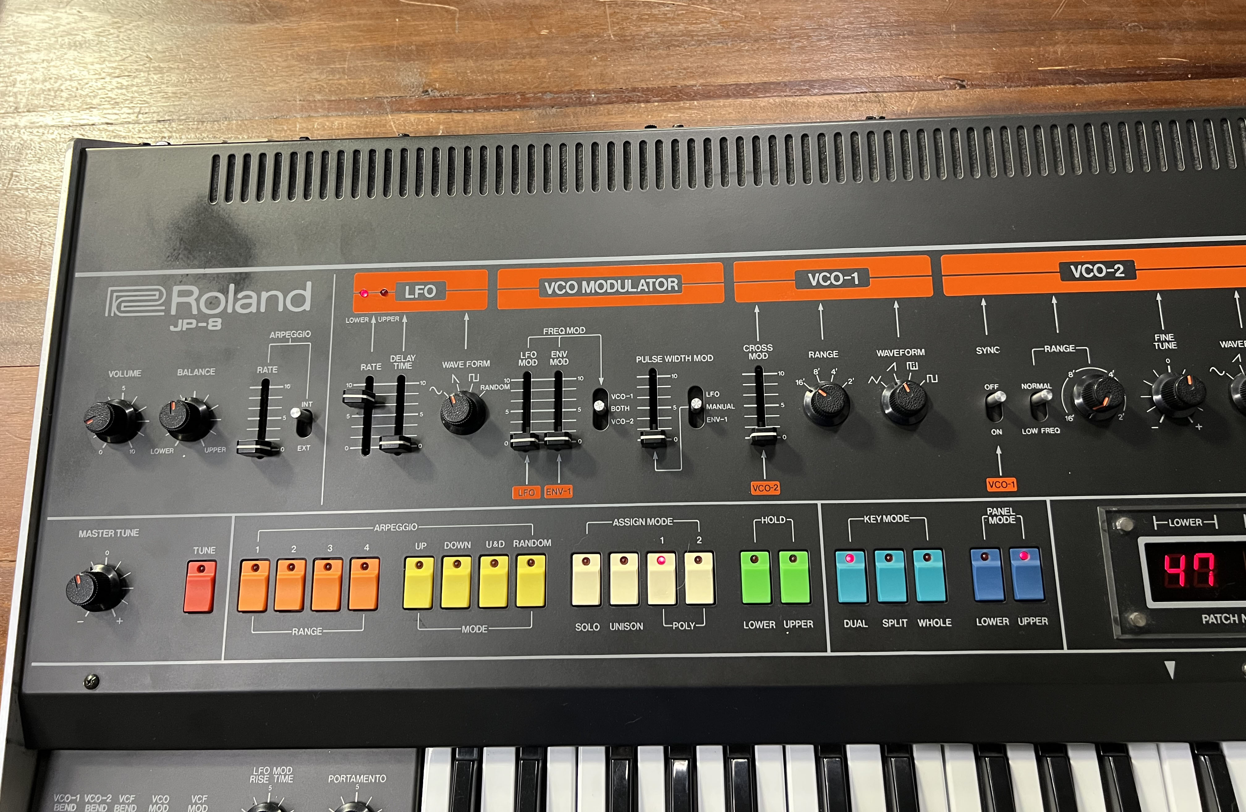 Roland Jupiter 8, with Encore MIDI kit