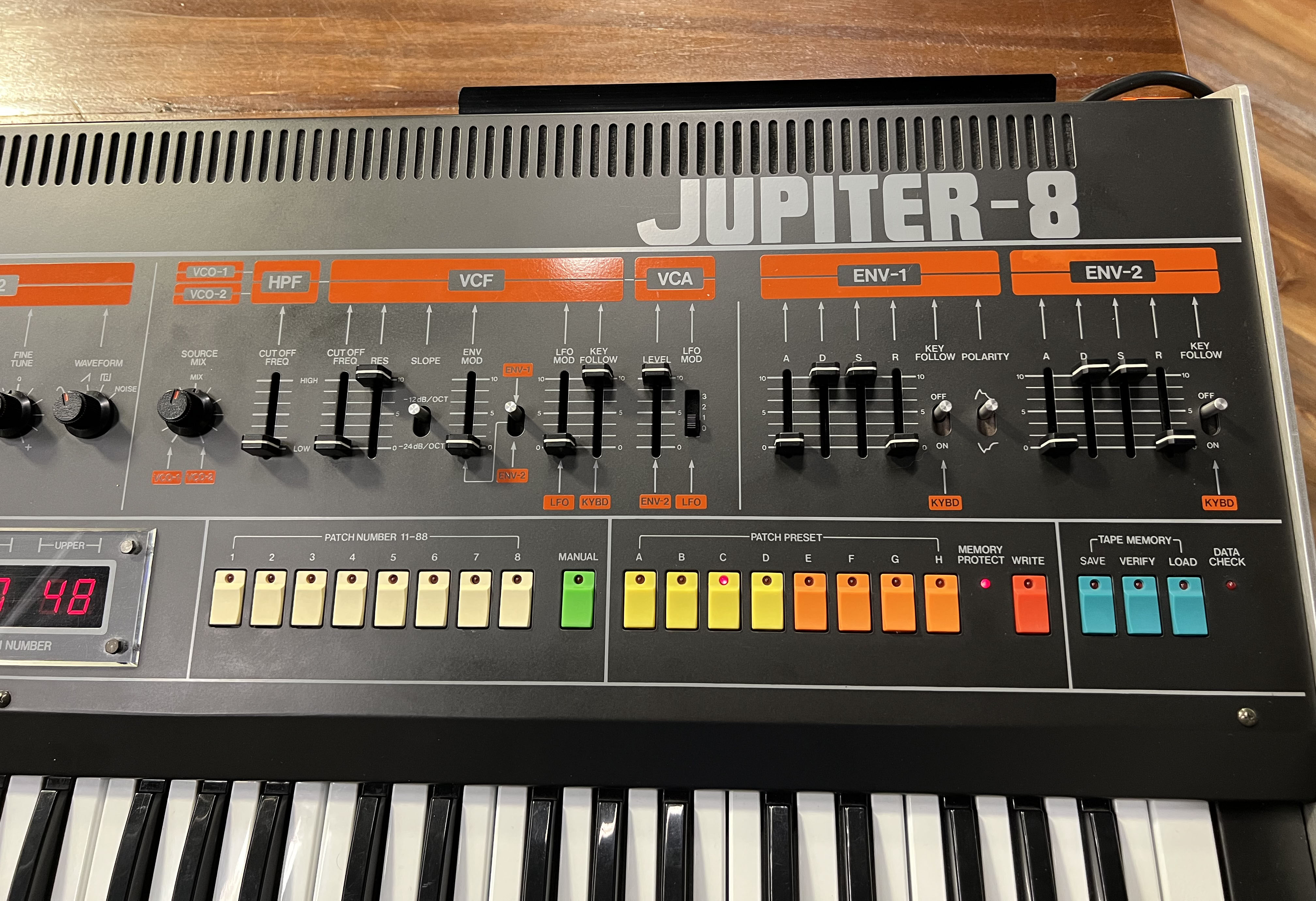 Roland Jupiter 8, with Encore MIDI kit