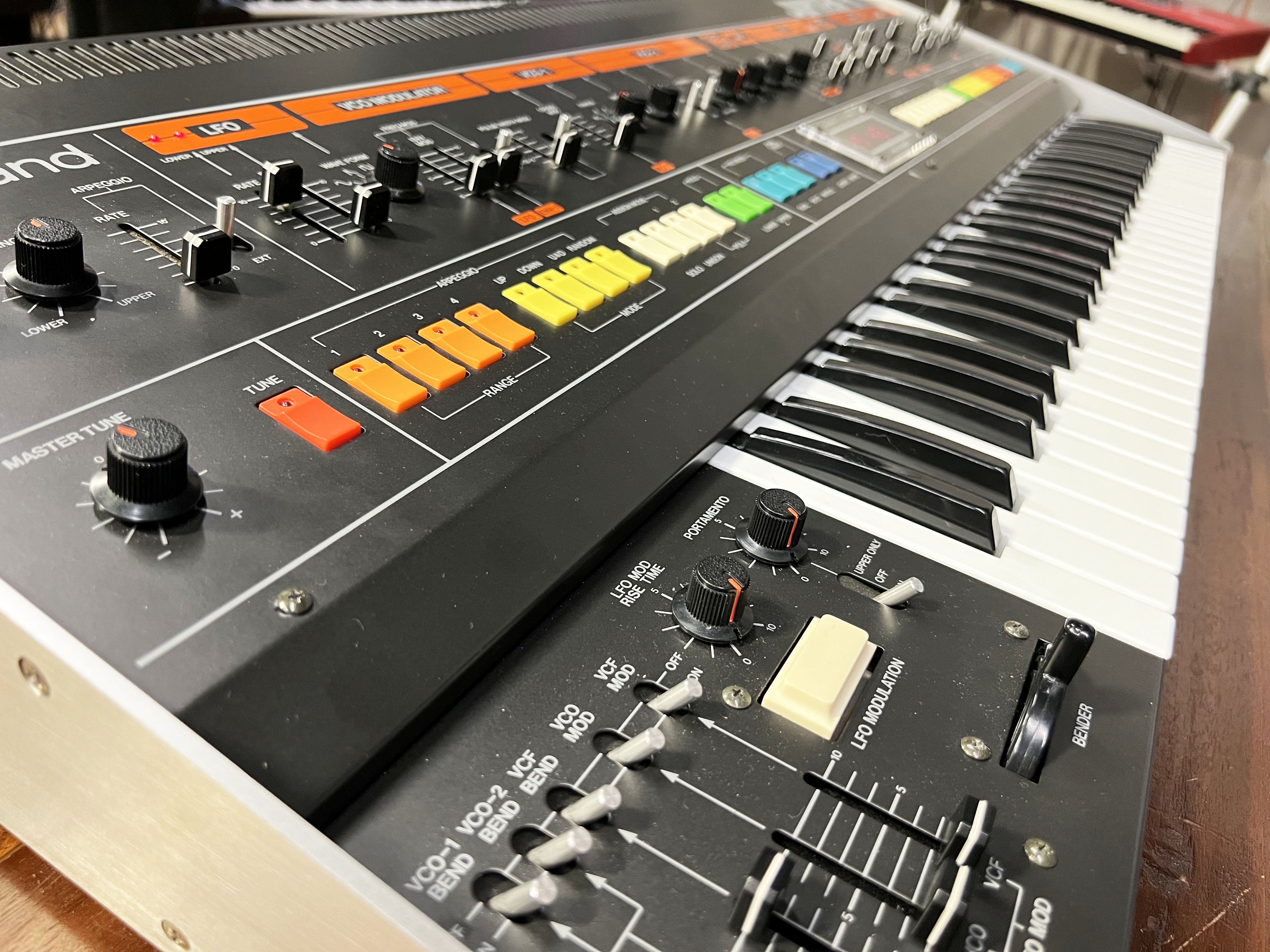 Roland Jupiter 8, with Encore MIDI kit