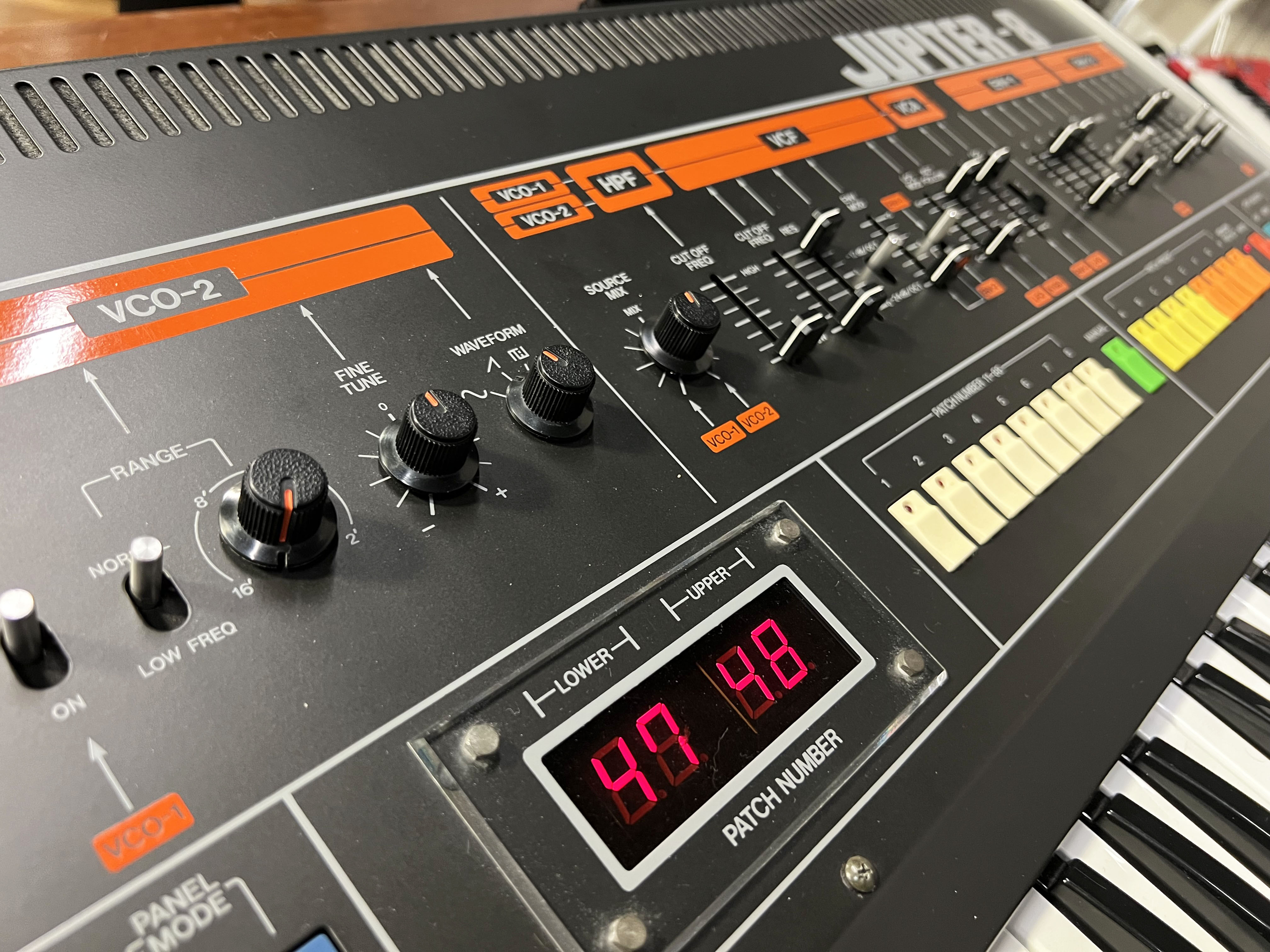 Roland Jupiter 8, with Encore MIDI kit