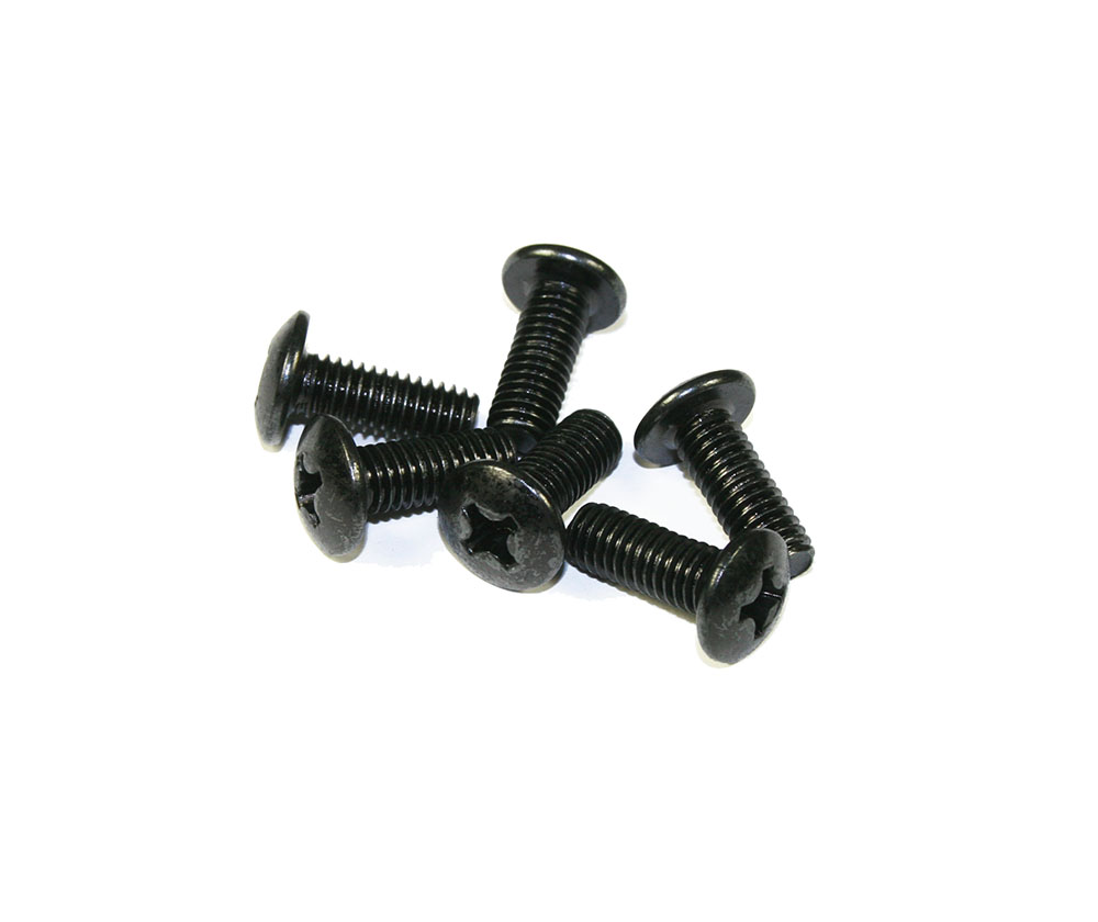 Screws, black, 16mm, set of 6