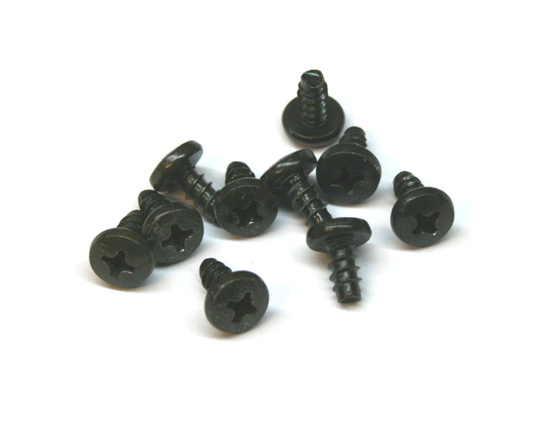 Screws, black, 8mm, package of 10