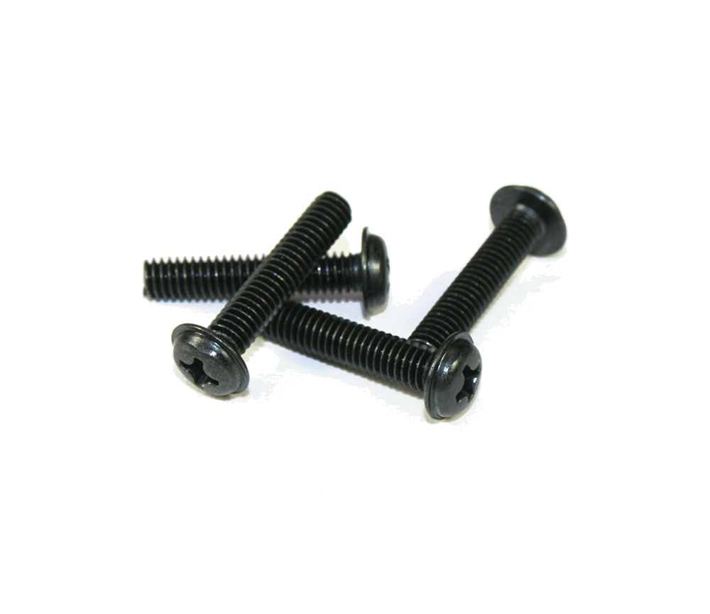 Screws, black, 20mm, pkg of 4