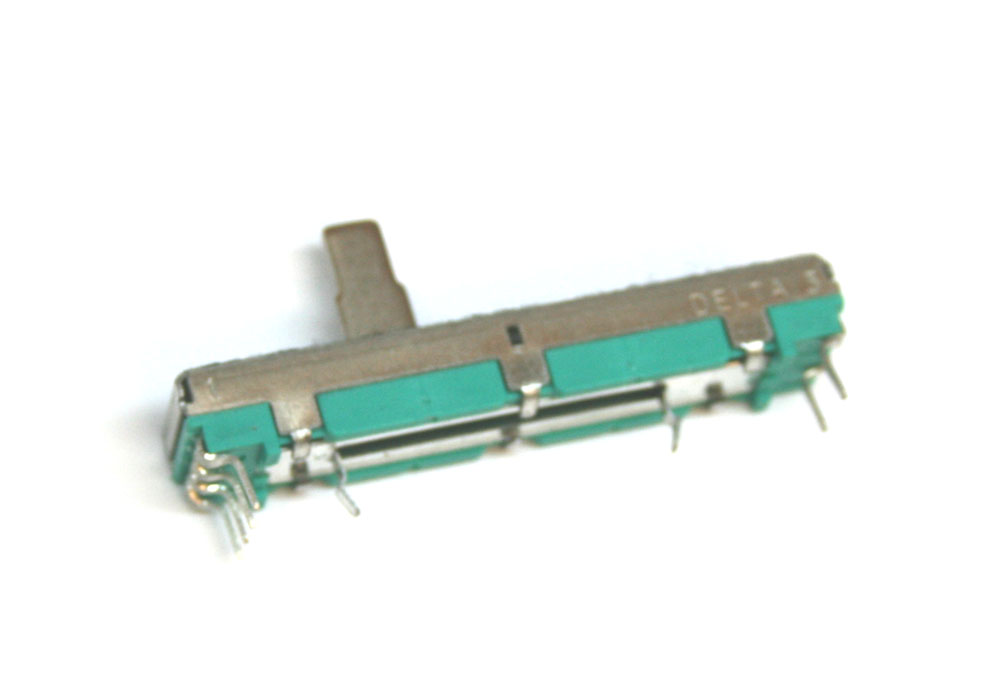 Slide potentiometer, 10KBx2, 30mm with center detent