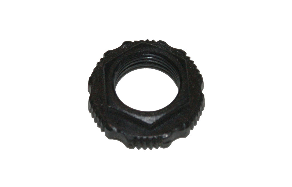 Nut, black plastic, for phone jack